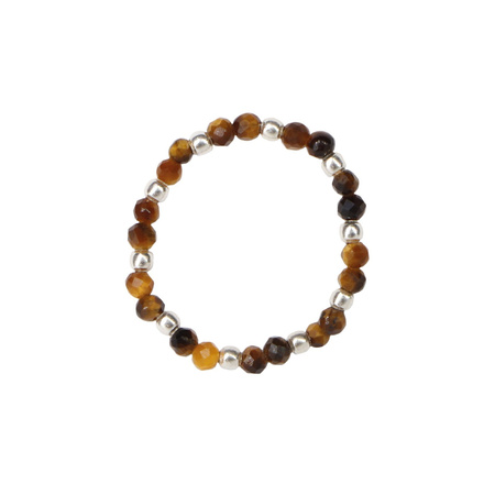 Tiger's eye elastic ring with natural stones